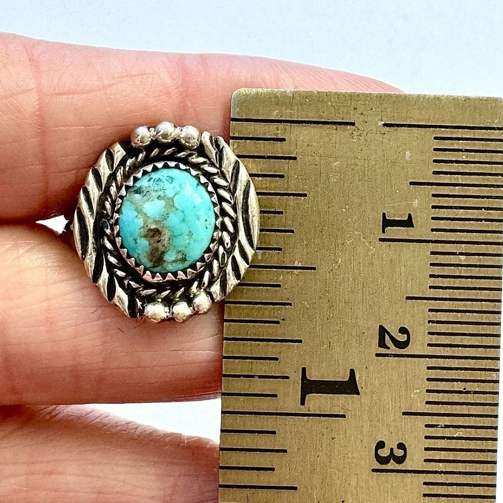 Navajo Nugget Turquoise Ring Sz 8 Sterling F Martinez Native Amircan